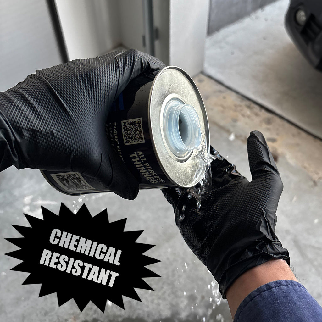 BLACKPALM Heavy Duty Black Nitrile Gloves - Diamond Grip