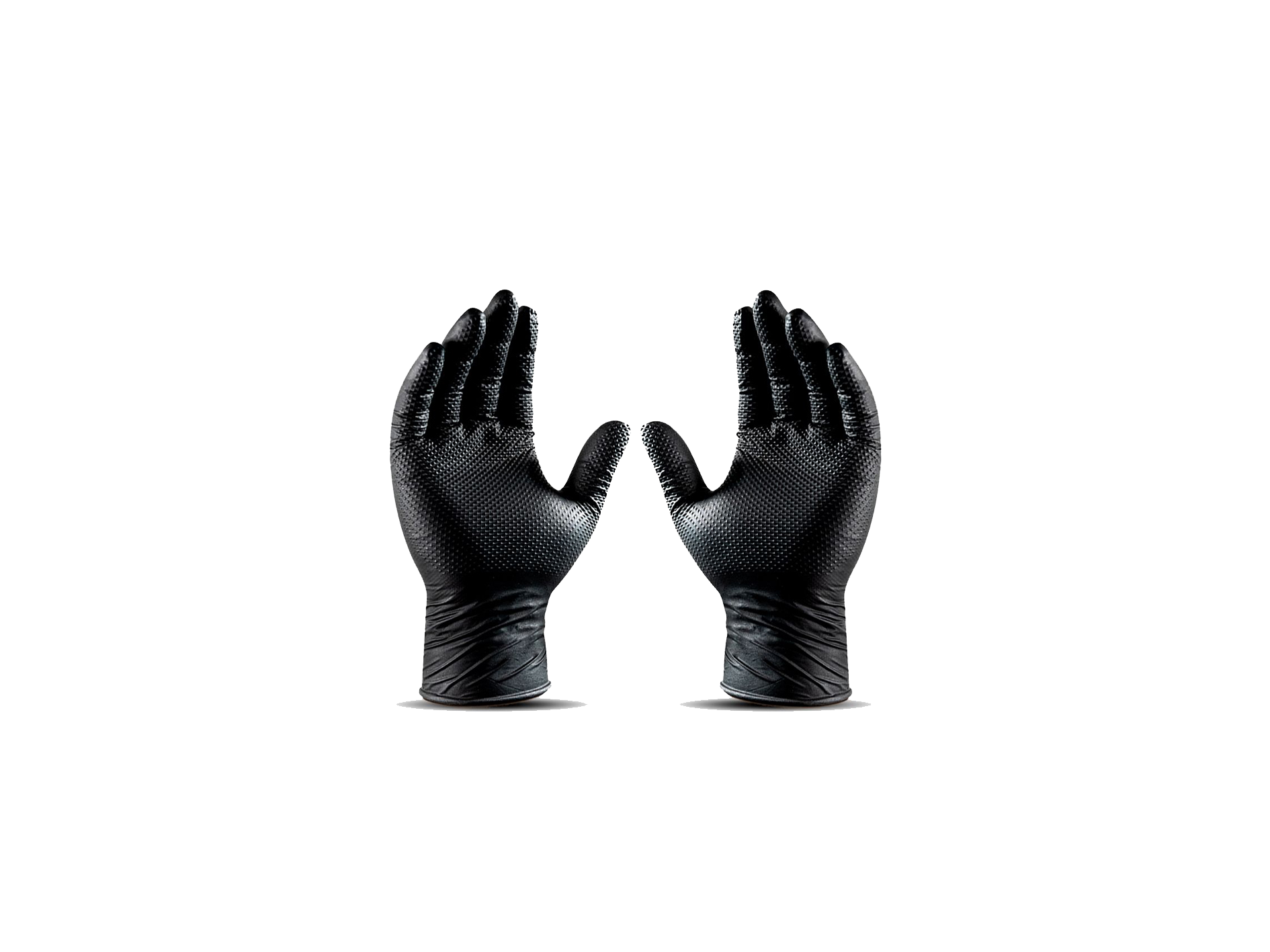 BLACKPALM Heavy Duty Black Nitrile Gloves - Diamond Grip